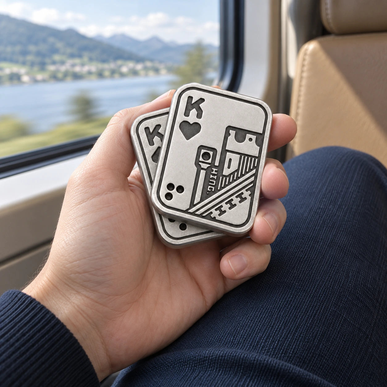 Shuffle KK held during a quiet train journey